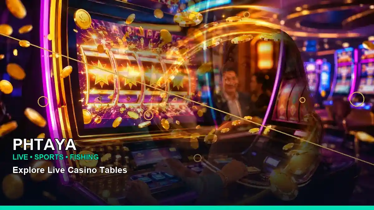 High-energy PHTAYA live casino lounge with VIP reward visuals arranged in a layered collage for Philippine players